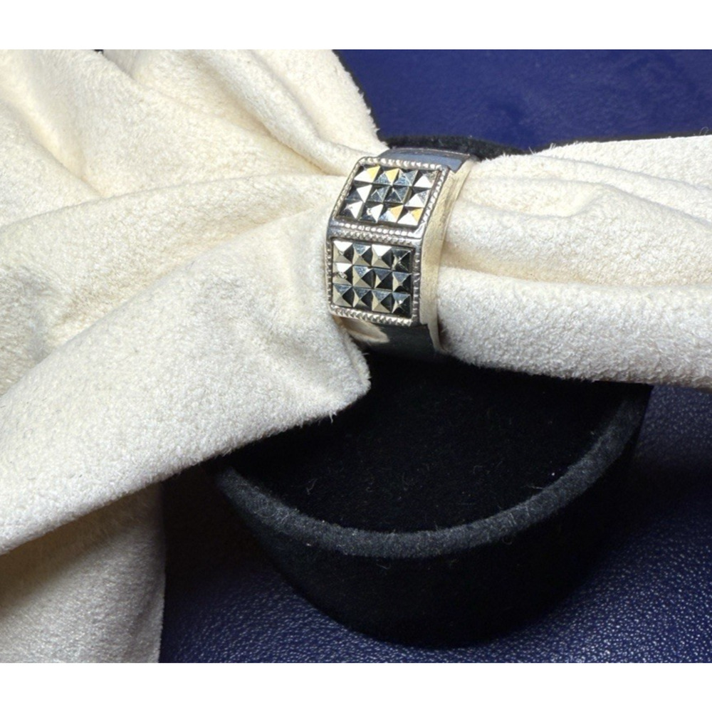 Vintage Sterling Silver Marcasite Ring Size 7 925 Milgrain Pavé Style